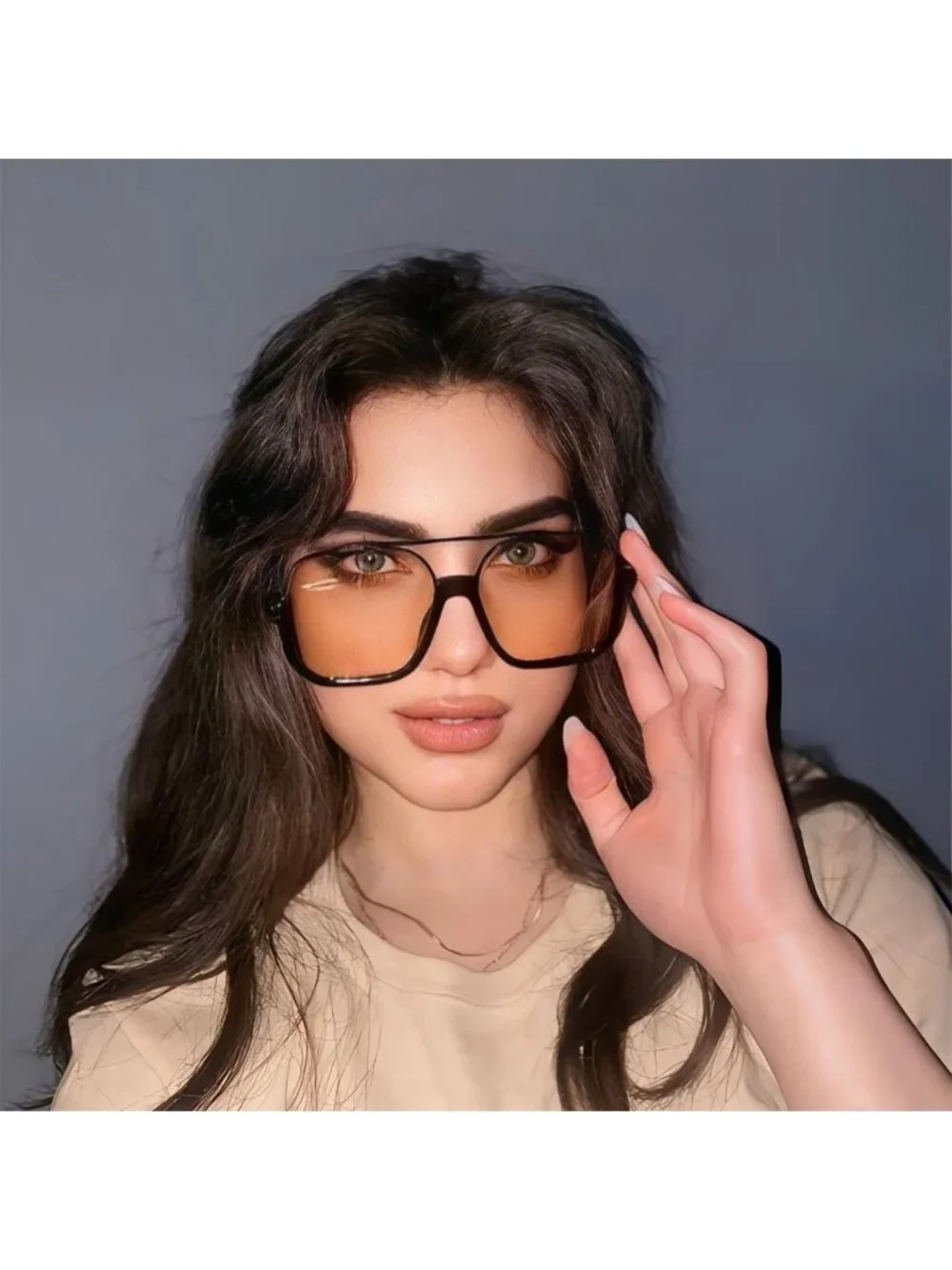 Oversized Square Aviator Sunglasses for Women & Men - Retro 70s Style, UV